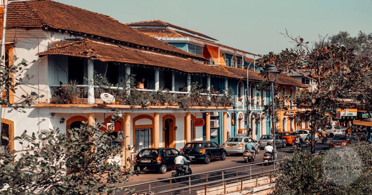 A street of colonial architecture in Panaji, Goa, India