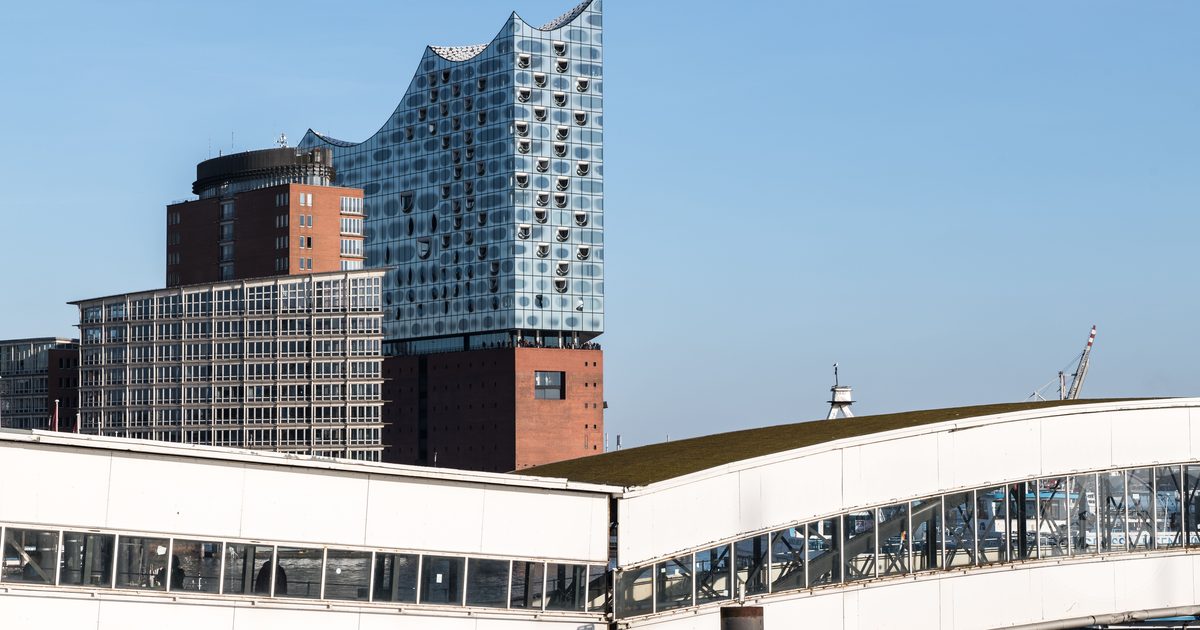 The Elbphilharmonie concert hall above Hamburg harbour, Germany