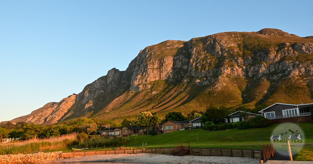 Sunset over the mountains and lagoon at Hermanus, South Africa