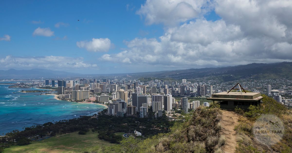 The view over Honolulu and the ocean from Diamond Head crater