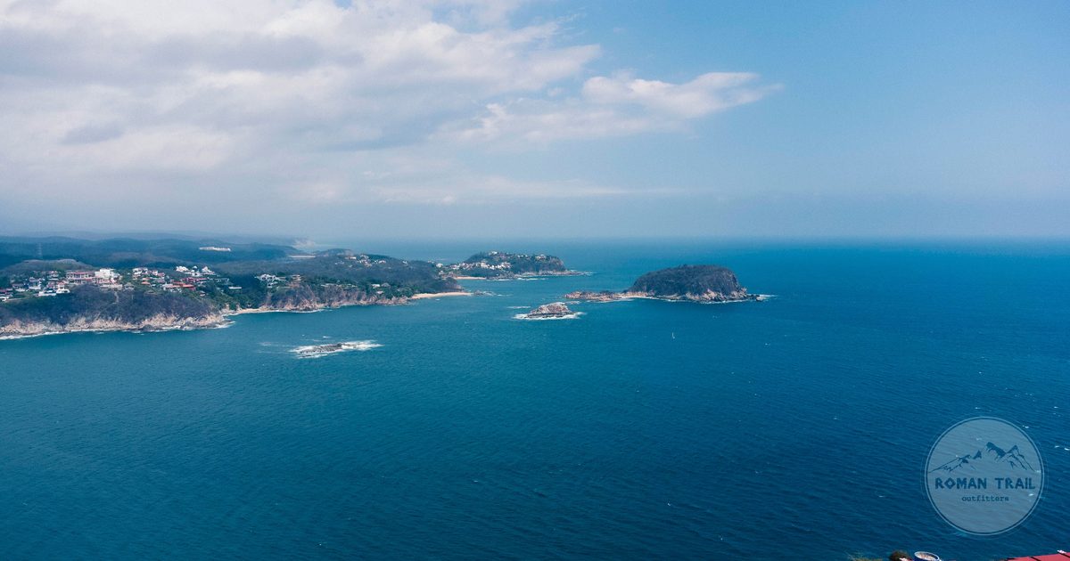 Aerial view of the coastline at Santa Maria Huatulco, Oaxaca, Mexico