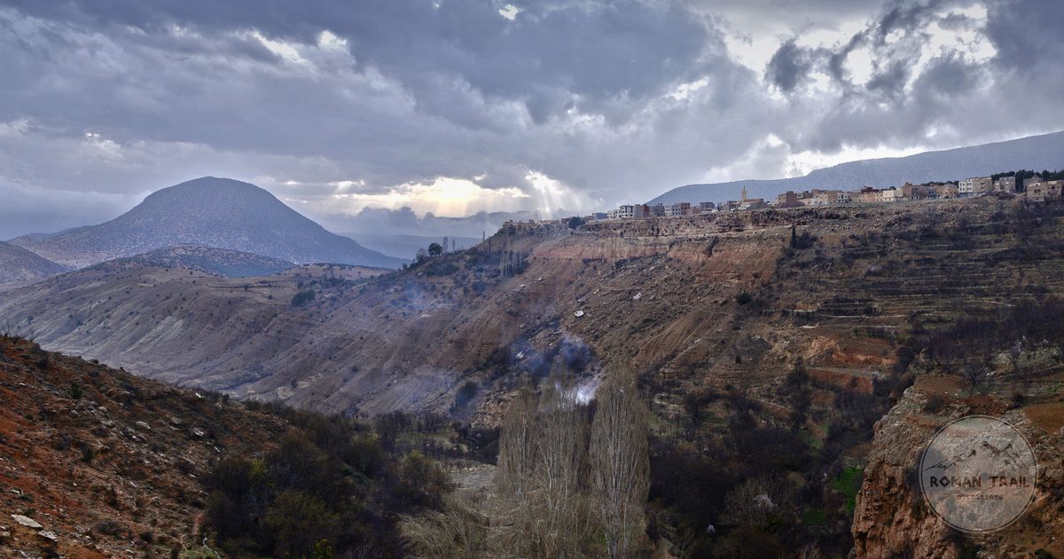 Mountains and village at Imouzzer Marmoucha in the Middle Atlas, Morocco