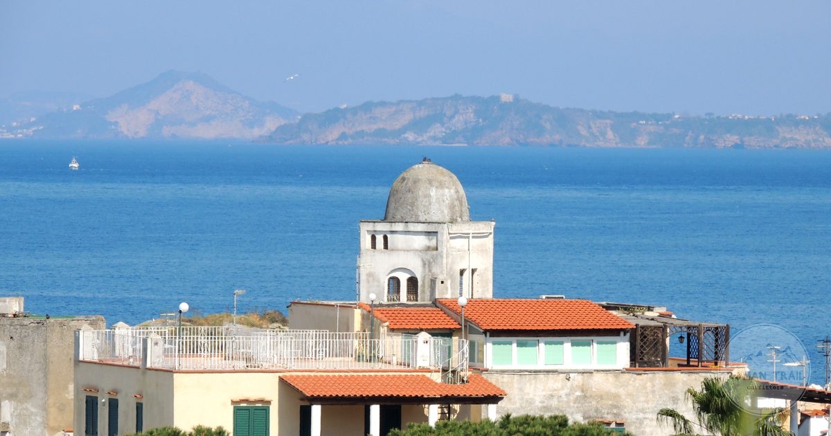 Coastal architecture above the calm sea on Ischia, Italy
