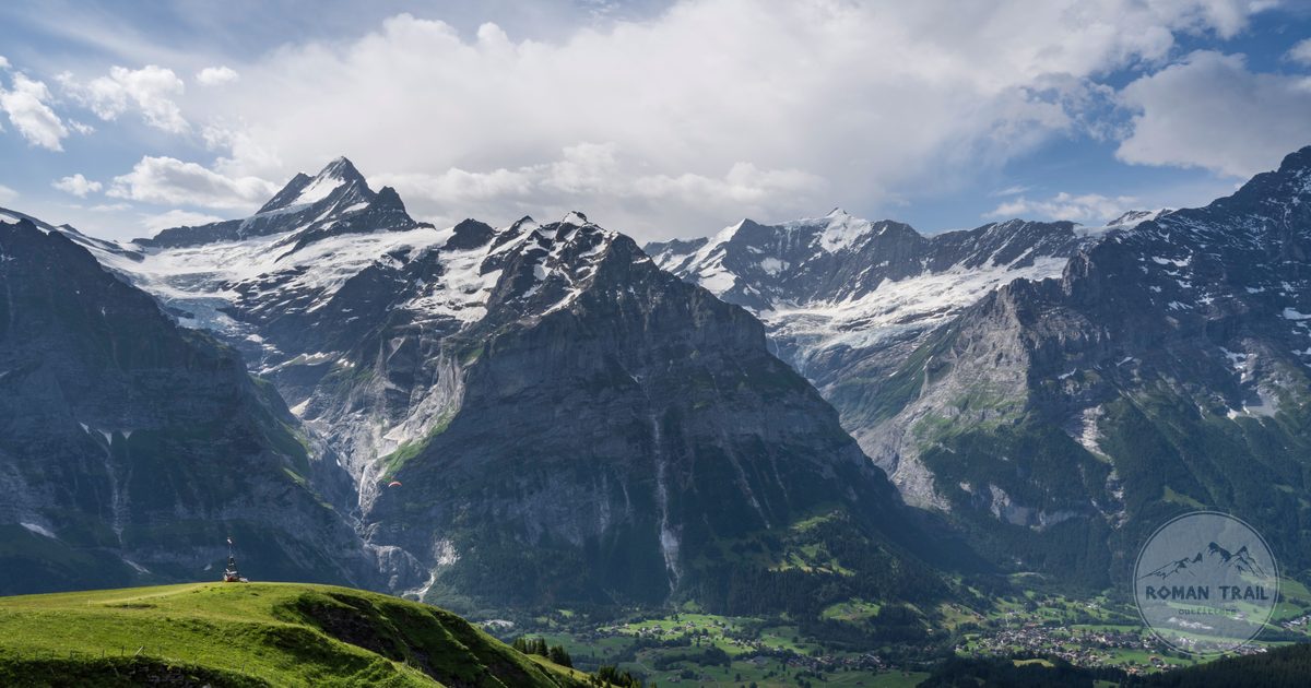 Panorama of the Swiss Alps in the Jungfrau region, Switzerland