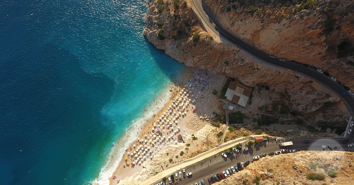 The turquoise water and cliffs of Kaputas Beach near Kas, Turkey