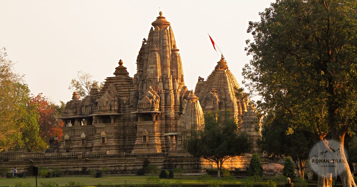 The Khajuraho temples at sunset, Madhya Pradesh, India