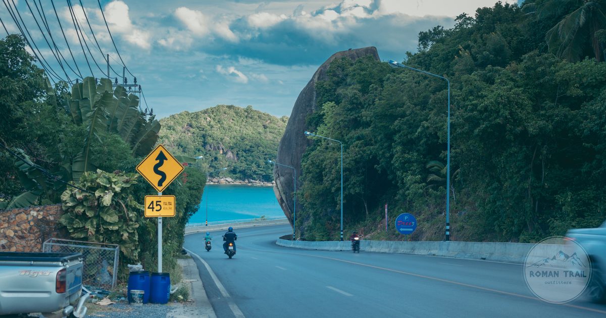 Coastal road with sea views on Koh Samui, Thailand