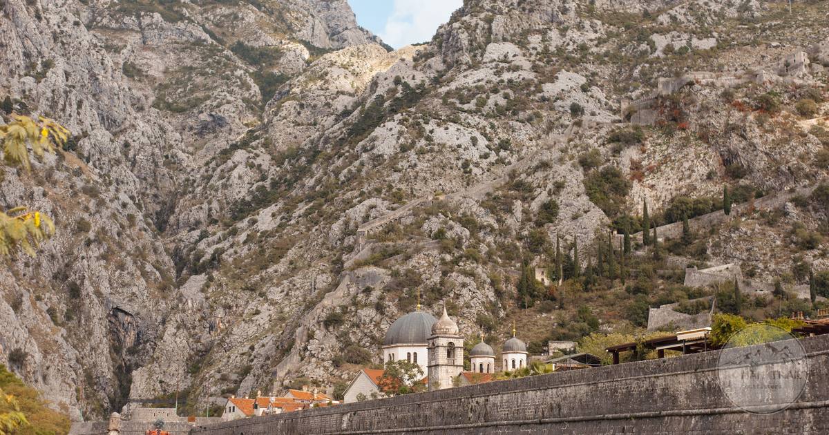 The fortifications of Kotor below the mountains, Montenegro