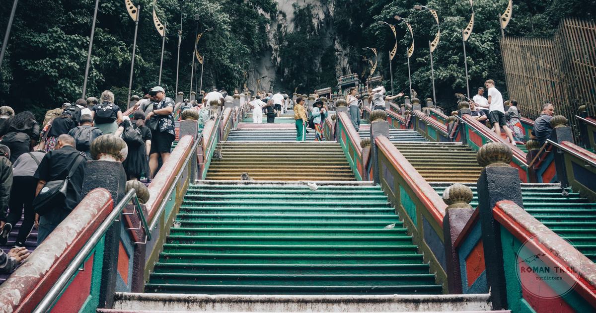 The painted rainbow staircase of 272 steps climbing to Batu Caves, Kuala Lumpur for women travelers