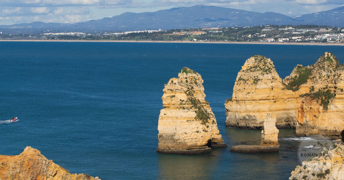 The cliffs above Praia Dona Ana at Lagos, Portugal