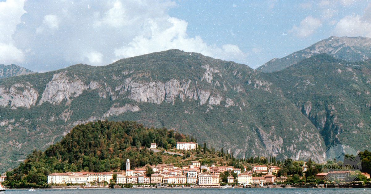 Bellagio village on Lake Como with mountains behind, Italy