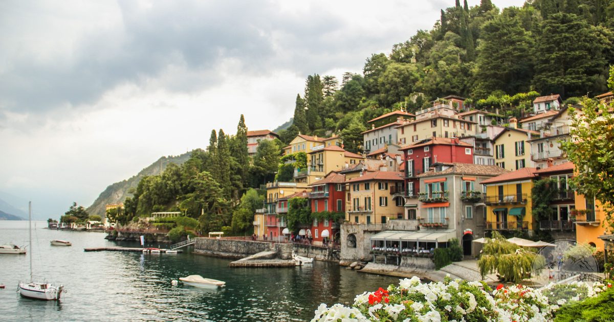 The colourful waterfront houses of Varenna on Lake Como, Italy