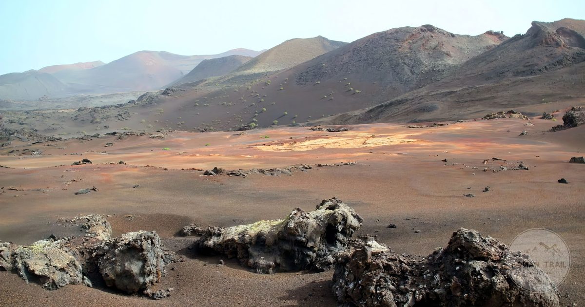 Rugged volcanic terrain and rock in Lanzarote, Spain