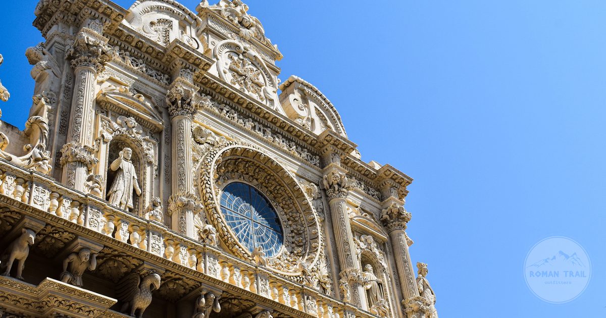 The baroque facade of the Basilica di Santa Croce in Lecce, Puglia, Italy