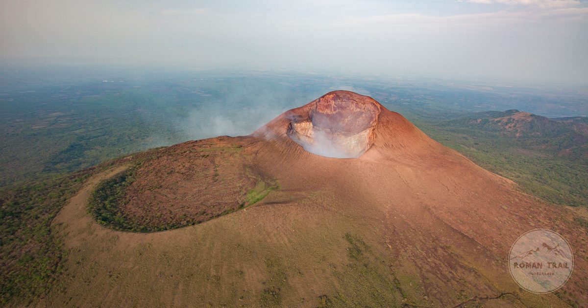 Telica volcano emitting smoke in León, Nicaragua