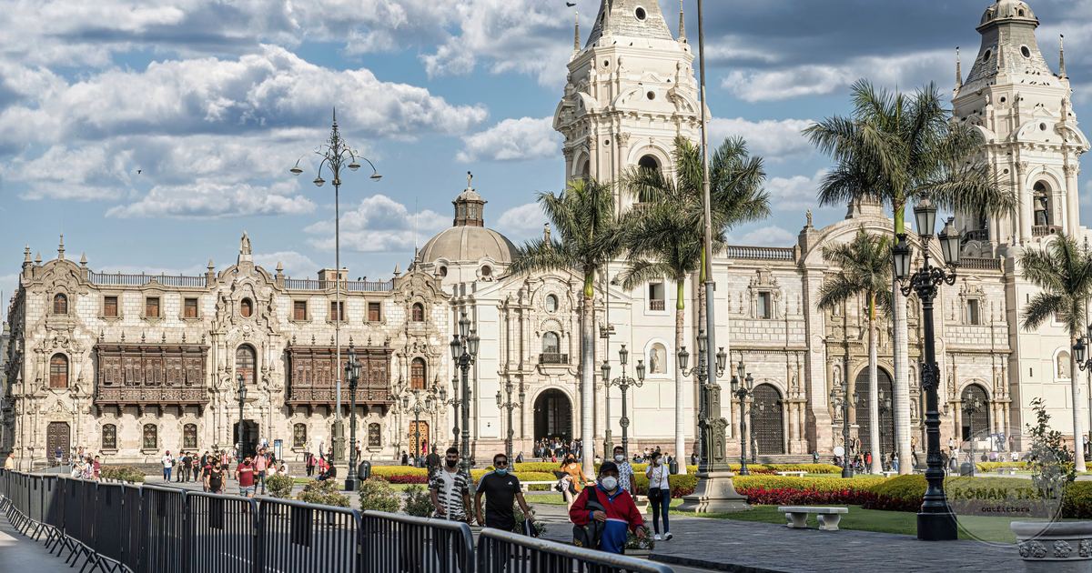 Plaza Mayor and the cathedral in the historic centre of Lima, Peru