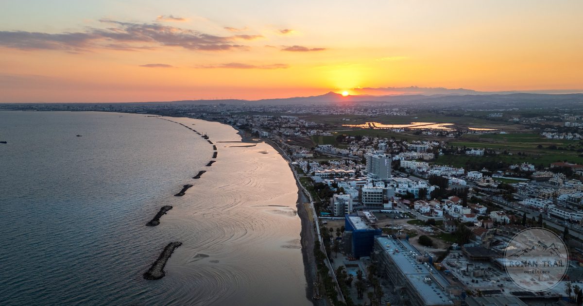 The coastline at Limassol, Cyprus, at sunset