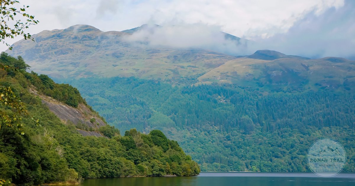 Green hills and misty mountains above Loch Lomond, Scotland