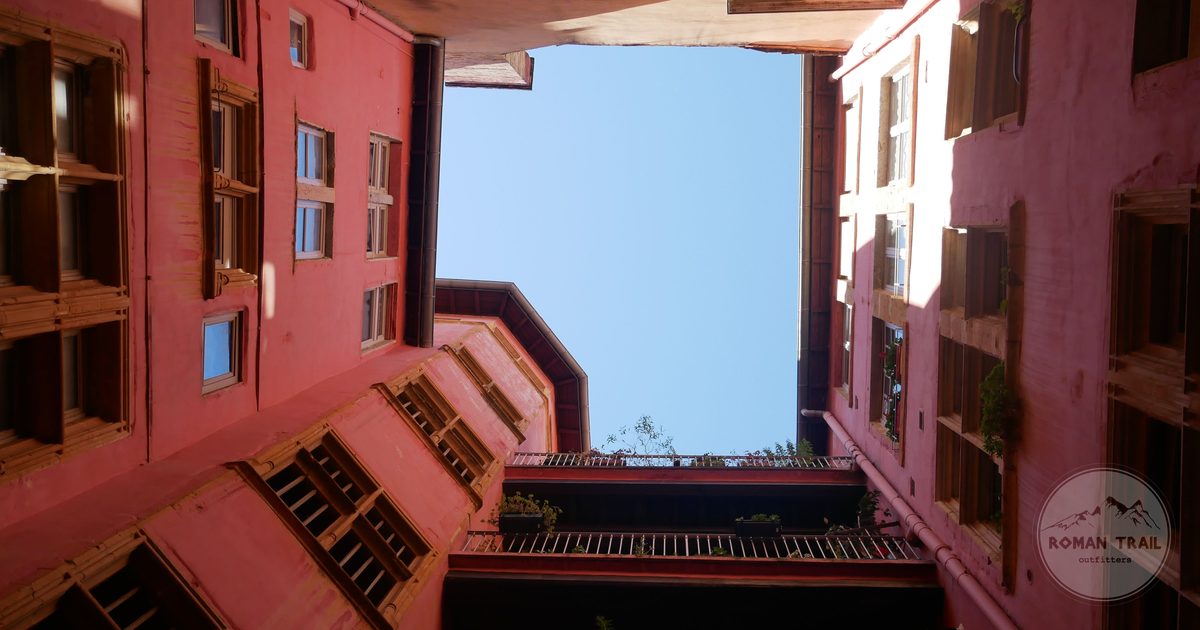 A historic courtyard in Lyon, France