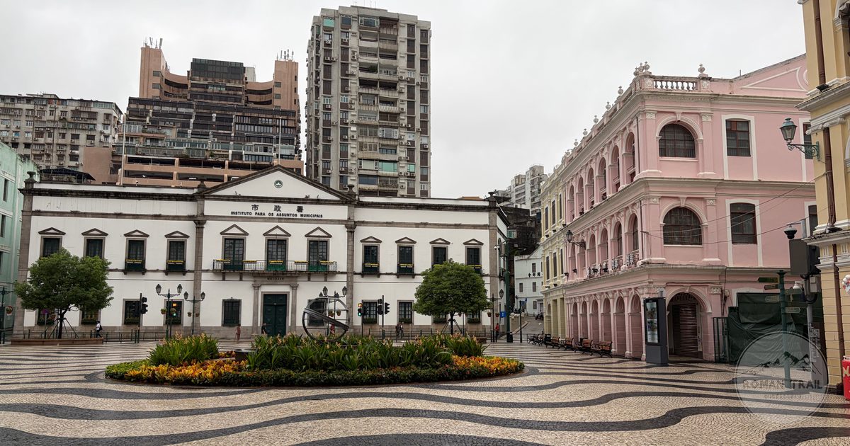 Senado Square in Macau with its wave patterned paving and colonial buildings