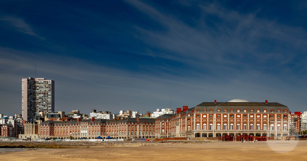 The Bristol Hotel and the skyline seen from the beach at Mar del Plata, Argentina