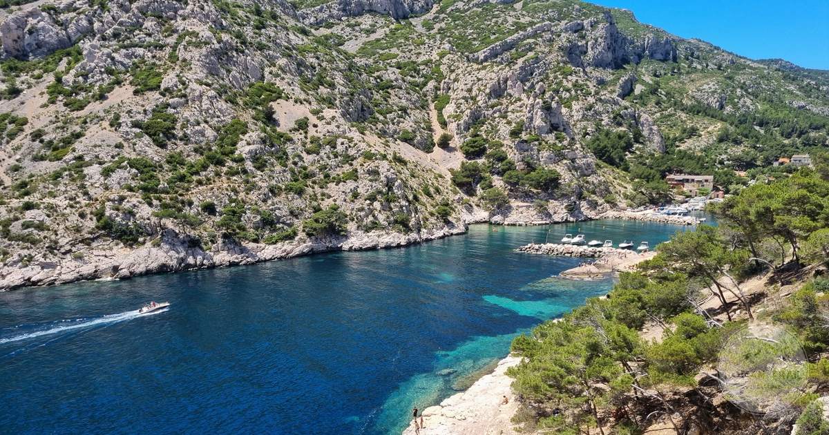 Aerial view of the Calanque de Sormiou near Marseille, France