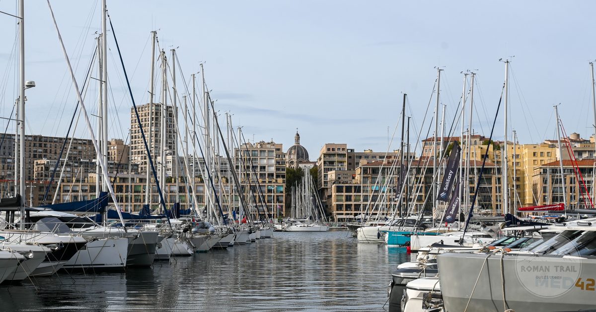 Sailboats docked at the Old Port of Marseille, France