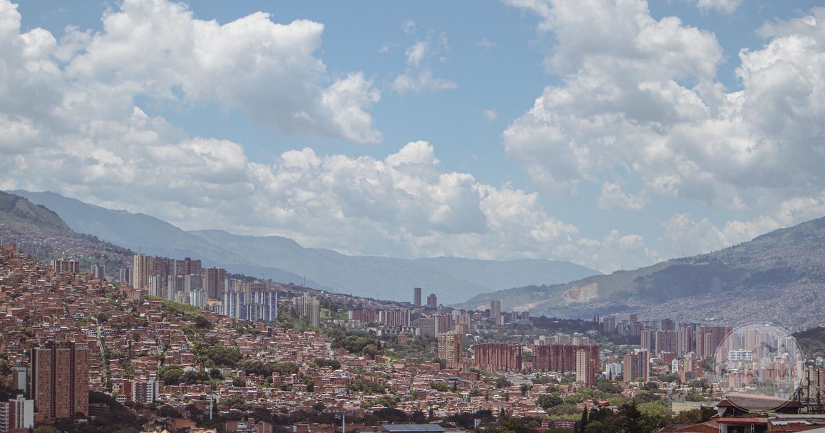 Aerial view of Medellin in the Aburra Valley, Colombia