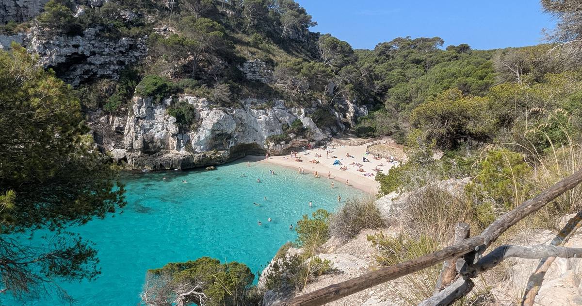 Turquoise water at Cala Macarella near Ciutadella, Menorca, Spain