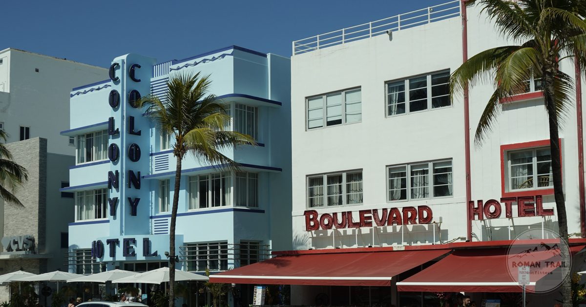 Art Deco hotels and palm trees on Ocean Drive in South Beach, Miami for women travelers