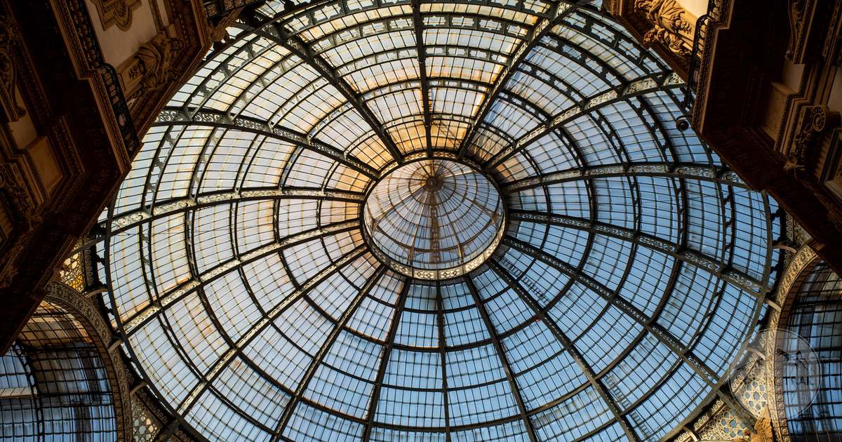The glass dome of the Galleria Vittorio Emanuele II in Milan, Italy
