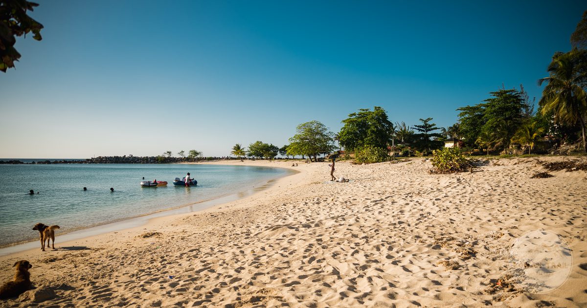 A beach with clear water at Montego Bay, Jamaica