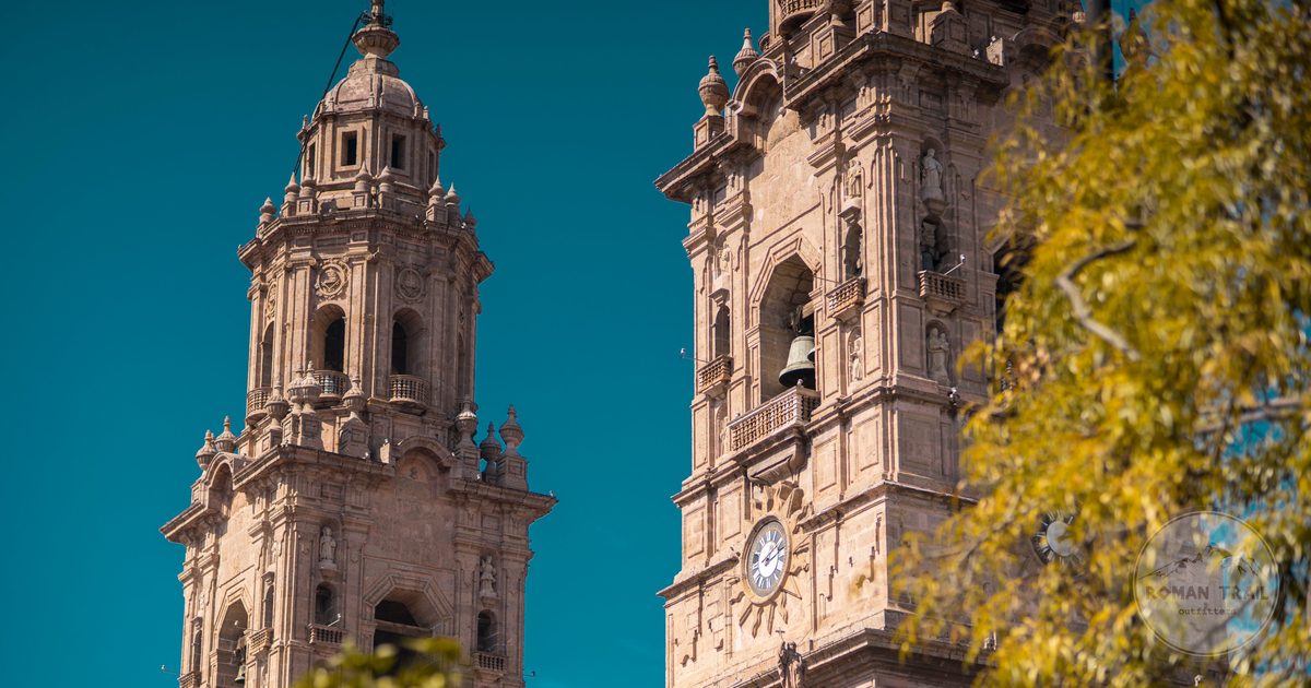 The baroque towers of Morelia Cathedral against a clear sky, Michoacan, Mexico