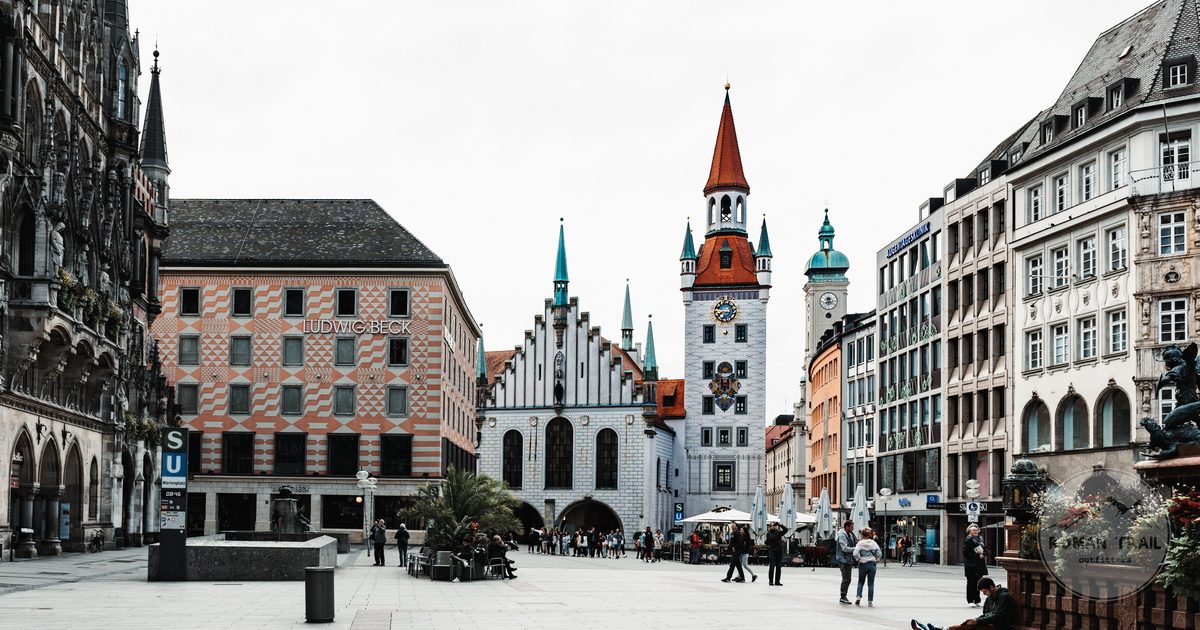 Marienplatz square with historic architecture in Munich, Germany