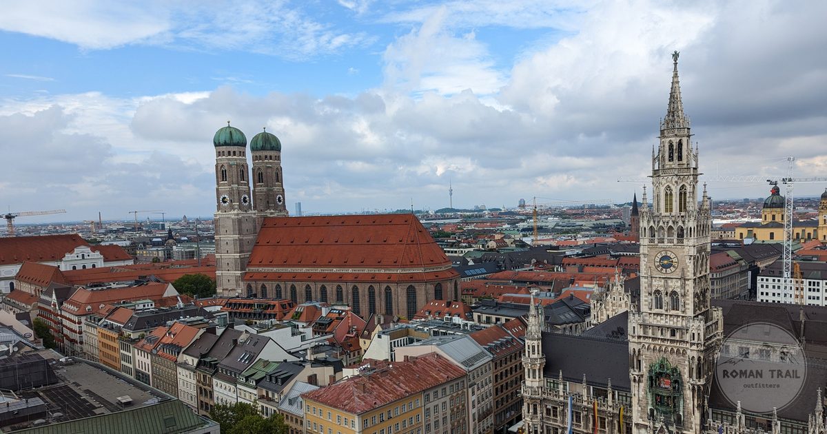 Aerial view of Marienplatz and the New Town Hall in Munich, Germany