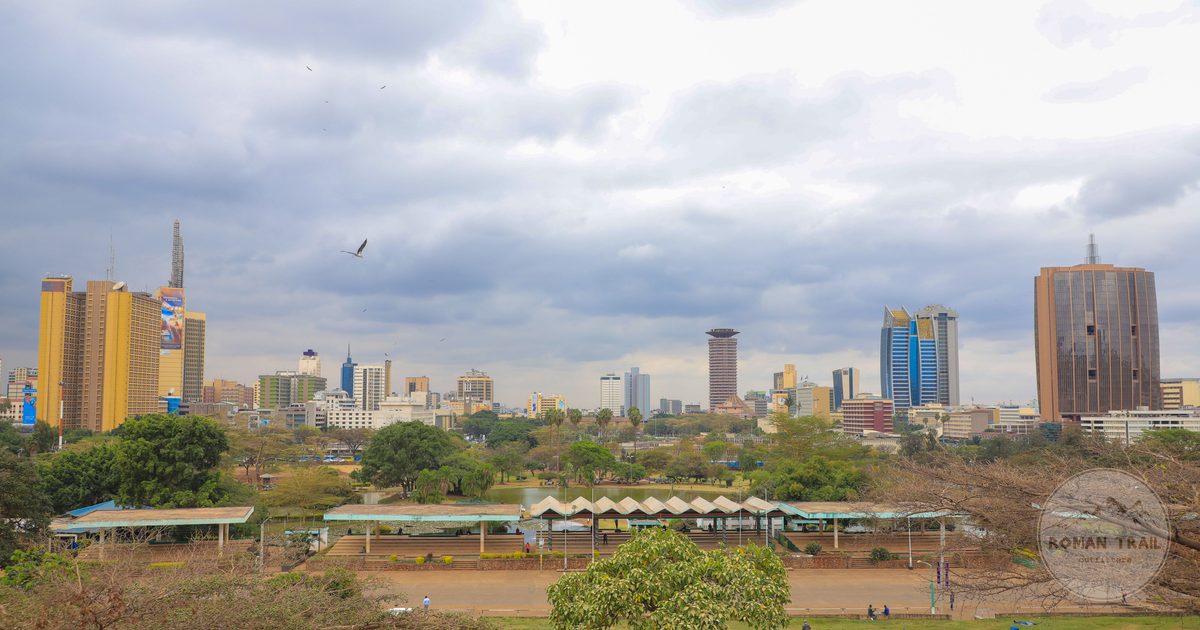 The Nairobi skyline seen from Uhuru Park, Kenya