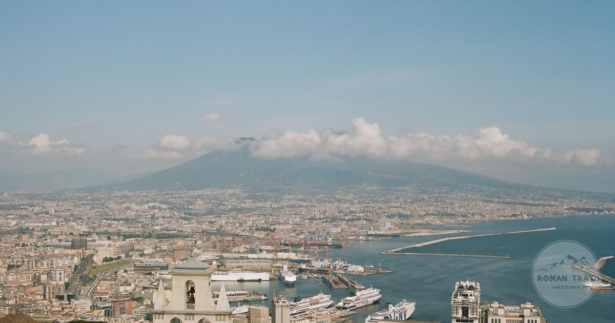 Aerial view of Naples and Mount Vesuvius, Italy