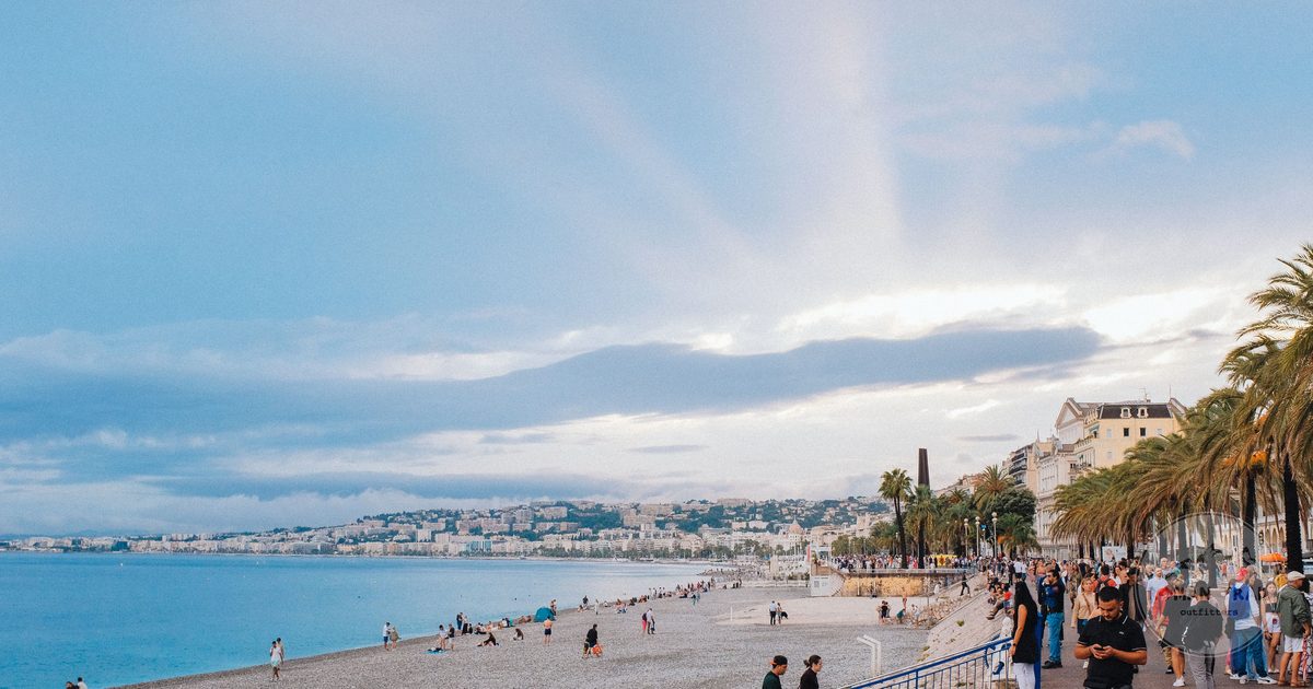 The palm-lined beachfront promenade in Nice, France