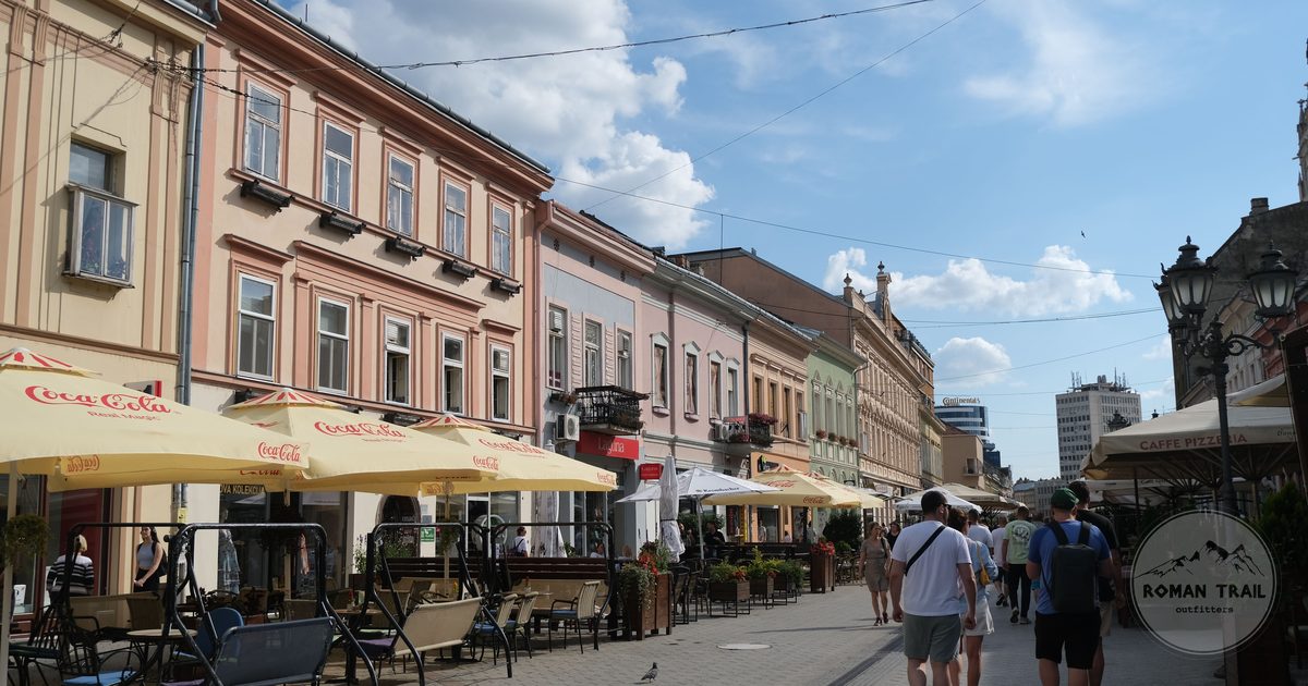 A street with outdoor cafés in Novi Sad, Serbia