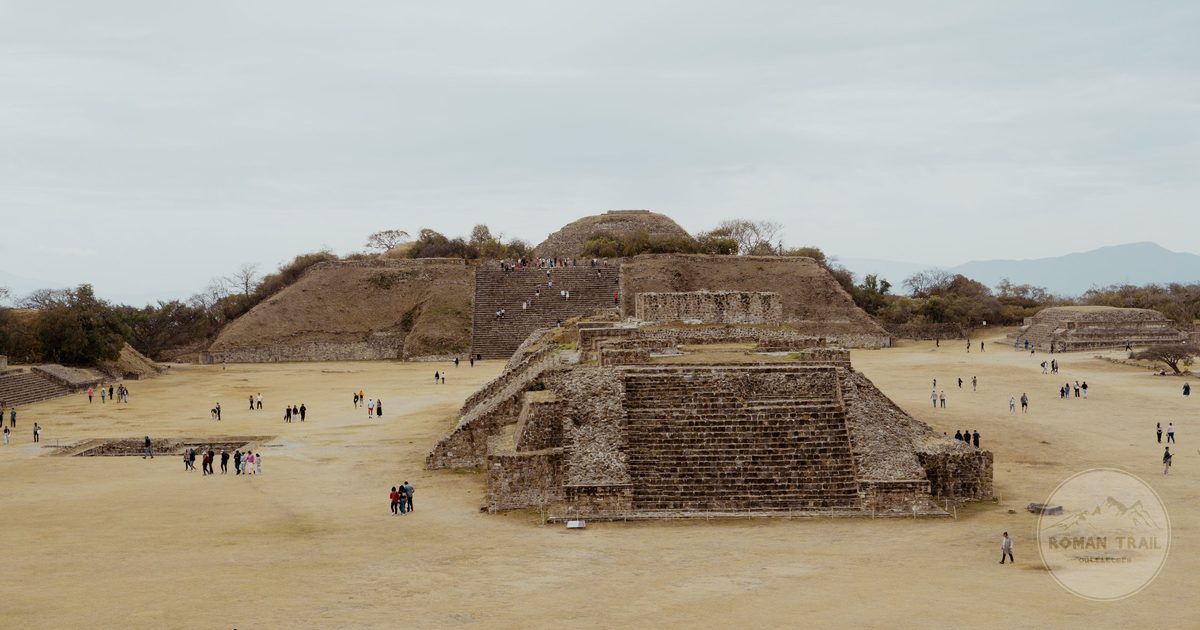 Ancient stone structures at Monte Alban, Oaxaca, Mexico