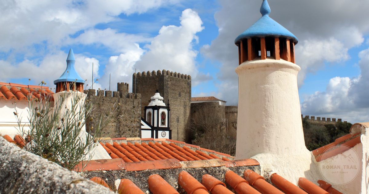 Rooftops and medieval walls at Obidos, Portugal