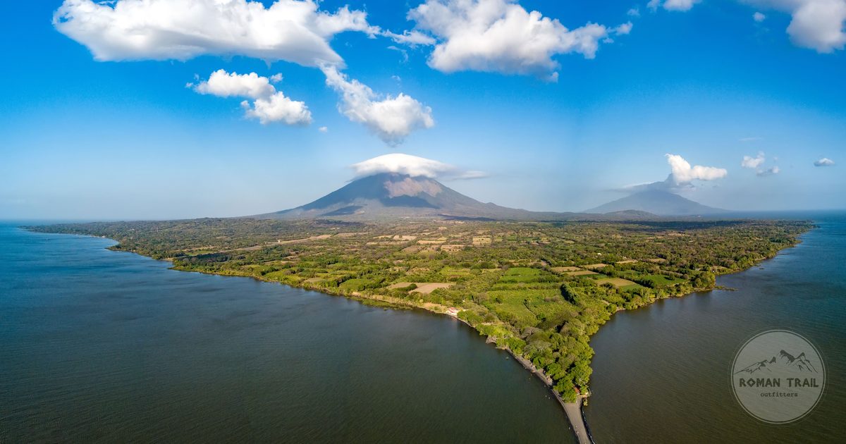 Aerial view of Ometepe Island and its volcanic landscape, Nicaragua