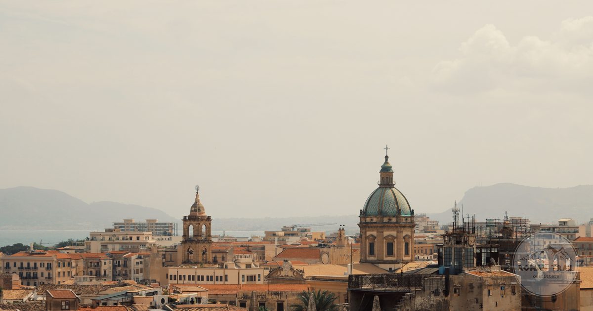 Aerial view of domes above the Palermo cityscape, Sicily