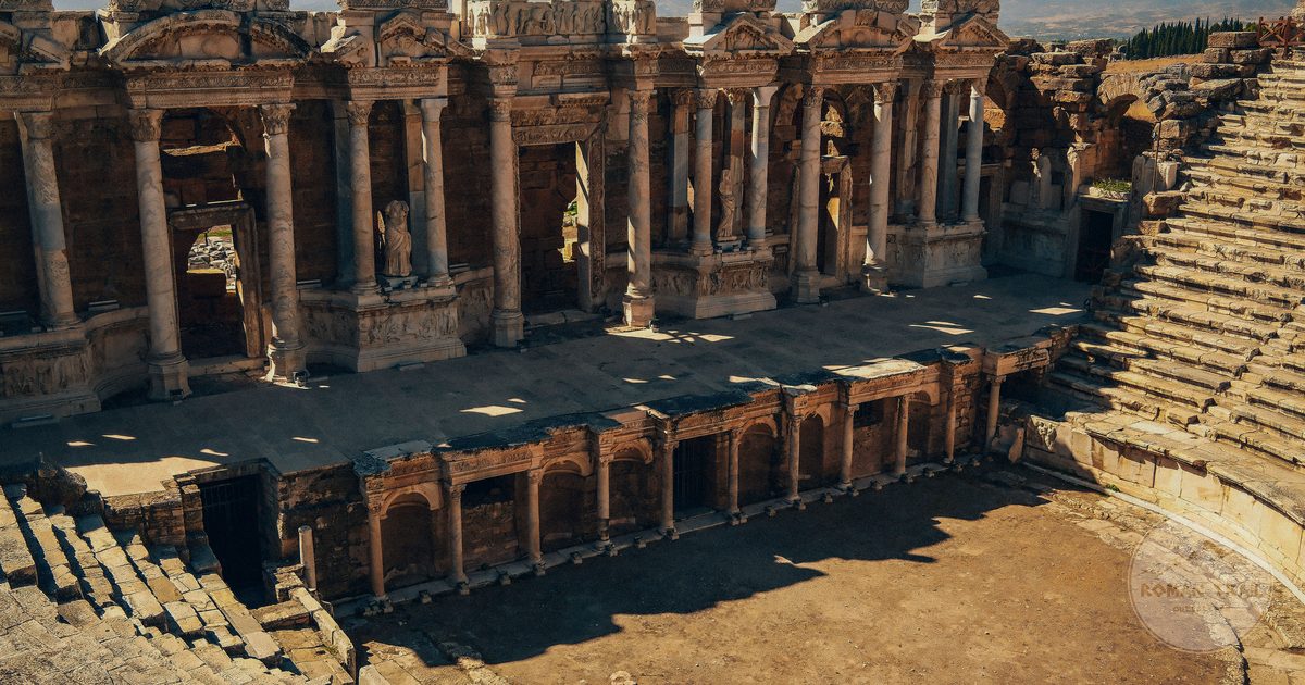 The Roman amphitheatre of Hierapolis above Pamukkale, Turkey