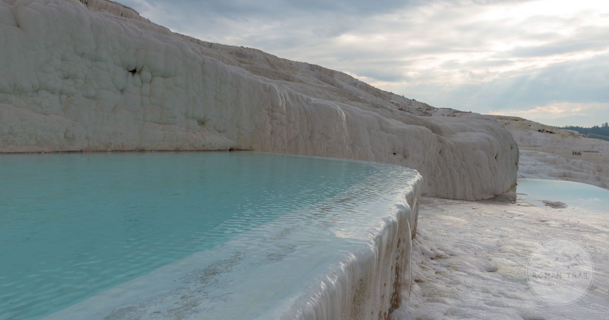 Turquoise thermal pools on the terraces at Pamukkale, Turkey