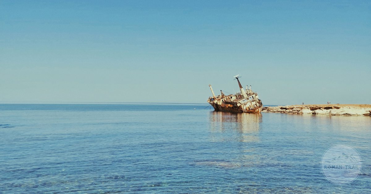 An abandoned shipwreck on the coast near Paphos, Cyprus