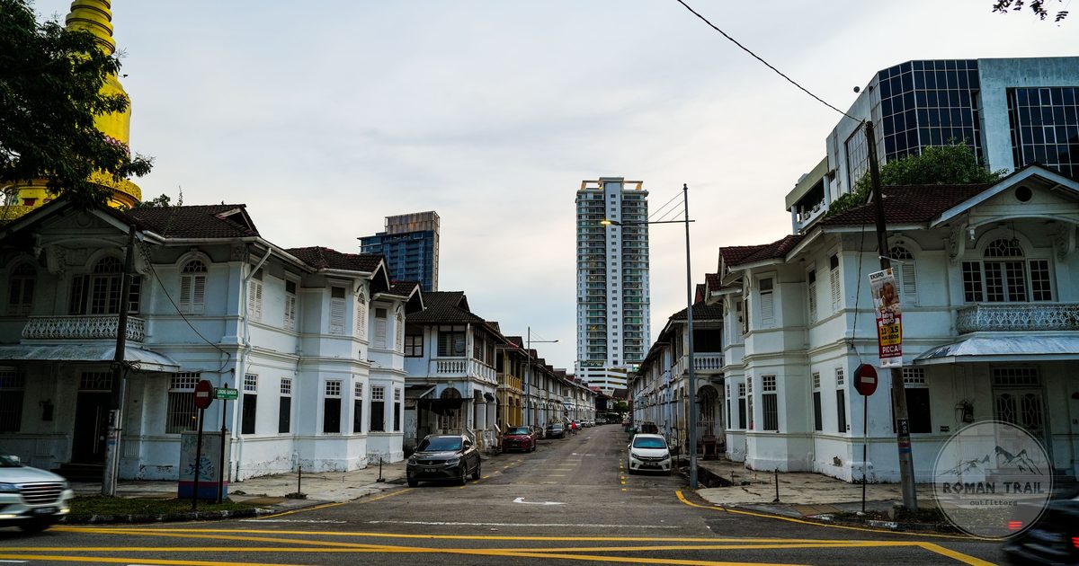 Colonial-era architecture on a street in George Town, Penang