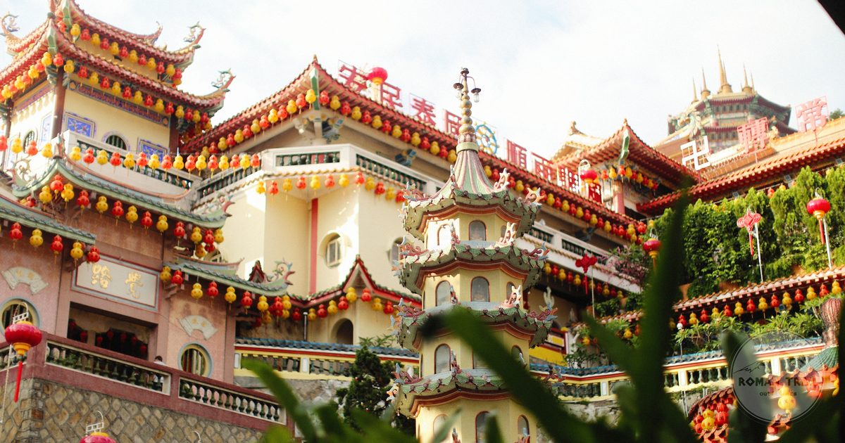 Kek Lok Si temple in Penang decorated with red lanterns