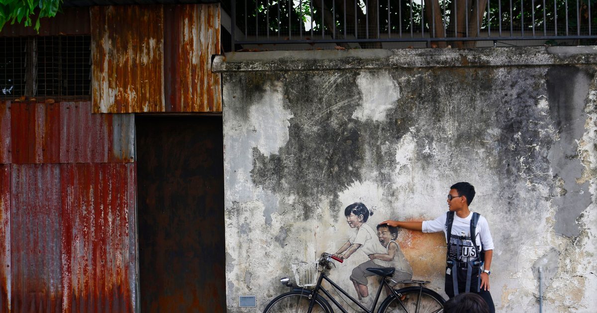 The bicycle street art mural in the George Town heritage zone, Penang