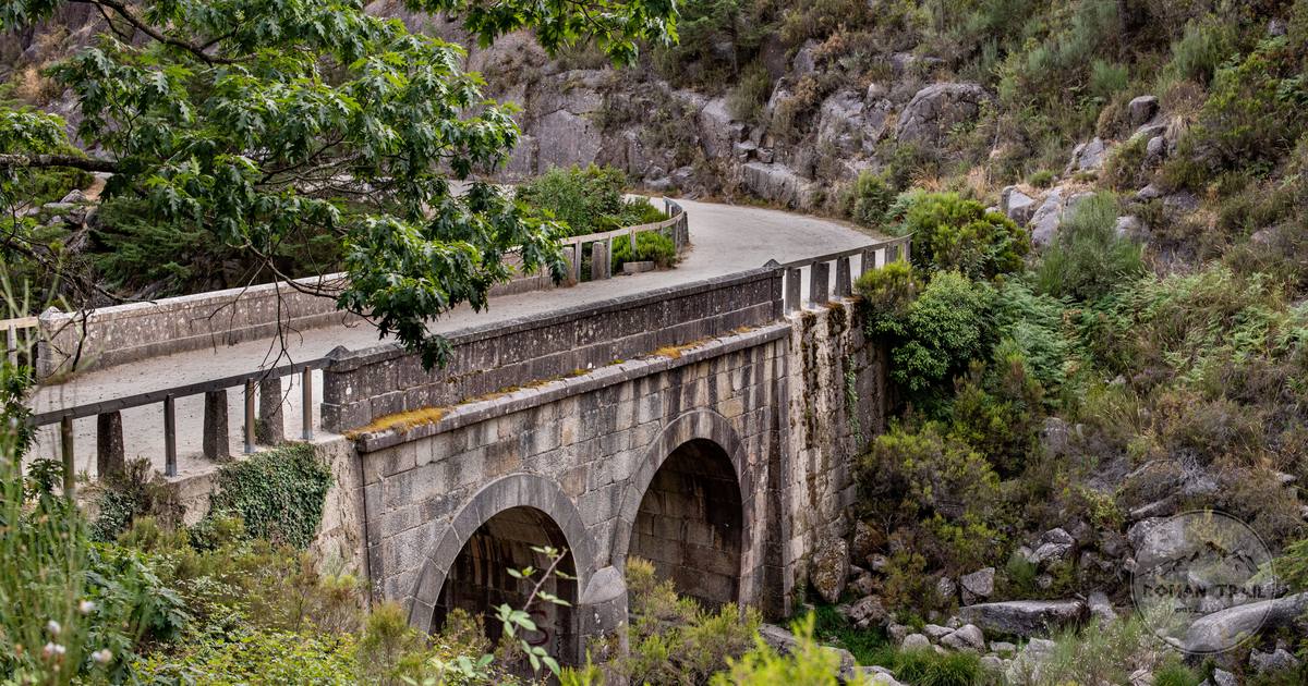 A historic stone bridge in the landscape at Geres, Portugal